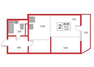 Продается 2-комнатная квартира, 40 м2, Краснодар, Адмиралтейский бульвар, 3к2, микрорайон Россинского