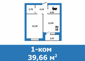1-комнатная квартира на продажу, 39.66 м2, Волгоградская область, переулок Попова