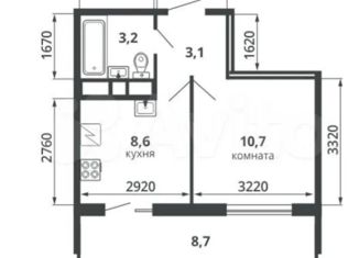 Продам однокомнатную квартиру, 25.8 м2, поселок Придорожный, улица Дмитрия Донского, 1