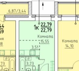 Продаю квартиру студию, 22.79 м2, деревня Кисловка