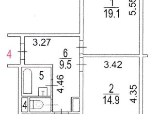 2-ком. квартира на продажу, 58.3 м2, Москва, улица Кравченко, 11, ЗАО