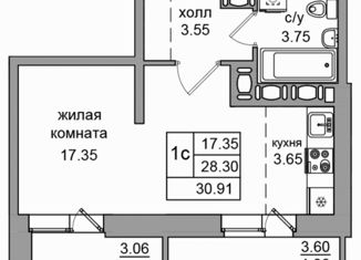 Продажа квартиры студии, 30.9 м2, Санкт-Петербург, Толубеевский проезд, 36к2