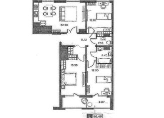 Продается 3-комнатная квартира, 86 м2, Санкт-Петербург, Московский проспект, 71к3, метро Фрунзенская