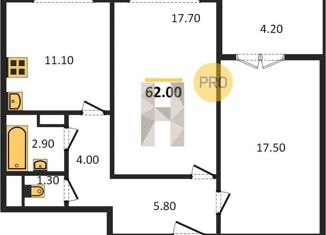 Продаю 2-комнатную квартиру, 62 м2, посёлок Отрадное