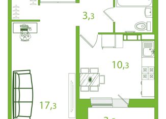 Продается 1-комнатная квартира, 36.2 м2, Томск, улица Пришвина, 44