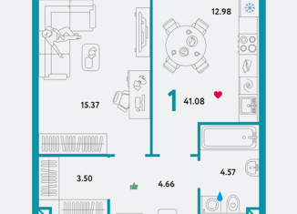 Продается 1-ком. квартира, 41 м2, Москва, проспект Лихачёва, 14, метро Технопарк