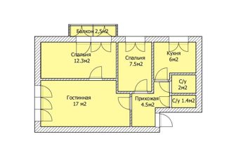 Продается трехкомнатная квартира, 52.5 м2, Анапа, 12-й микрорайон, 9