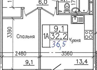 Продам однокомнатную квартиру, 36.5 м2, Иркутск, Октябрьский округ, жилой комплекс Авиатор, с12/2