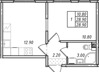 Продаю 1-комнатную квартиру, 28.9 м2, посёлок Ковалёво