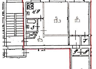 Продажа трехкомнатной квартиры, 55.4 м2, Санкт-Петербург, Новочеркасский проспект, 27к1, Новочеркасский проспект