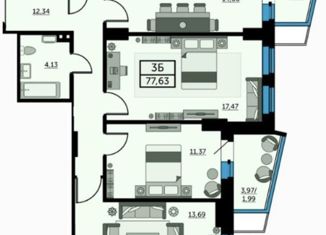 Продам трехкомнатную квартиру, 78 м2, Ростов-на-Дону, улица Ларина, 45б, ЖК Сердце Ростова 2