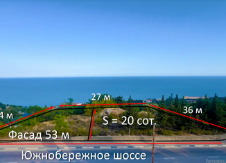 Продается участок, 20 сот., Алупка, Южнобережное шоссе