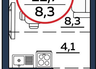 Квартира на продажу студия, 22.7 м2, Обь, Октябрьская улица, 5