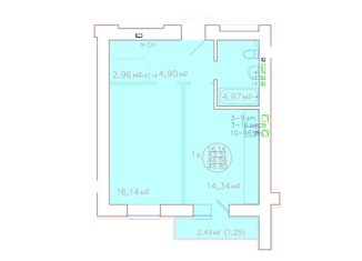 Продажа однокомнатной квартиры, 44.56 м2, Самара, ЖК Артхолл, бульвар Засамарская Слобода, 9