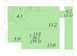 Продам 1-комнатную квартиру, 39.3 м2, Вологда, Новгородская улица, 34к3