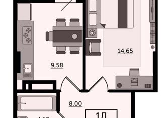 Продажа 1-ком. квартиры, 37 м2, Ростов-на-Дону, ЖК Новый Горизонт