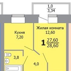 1-ком. квартира на продажу, 29 м2, Сосновоборск, Солнечная улица, 14, ЖК Янтарный