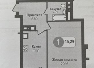 Однокомнатная квартира на продажу, 48.29 м2, Новосибирск, ЖК Огни Сибири, улица Некрасова, 41