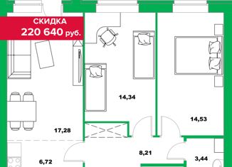 Продается 2-комнатная квартира, 55.2 м2, село Зубово, улица Игоря Талькова, 5