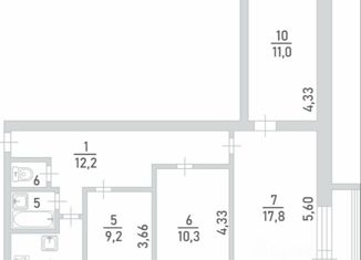 Продаю четырехкомнатную квартиру, 74.6 м2, Санкт-Петербург, проспект Художников, 34/12, муниципальный округ Сергиевское