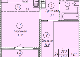 Продается 2-ком. квартира, 42.1 м2, Оренбург, ЖК Осенний Лист, улица Юркина, 8