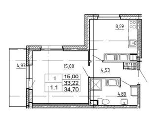 Продам однокомнатную квартиру, 36 м2, Кудрово, Столичная улица, 2, ЖК Лондон