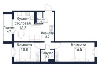 Продажа 2-ком. квартиры, 56 м2, посёлок Пригородный, Ласковая улица, 1