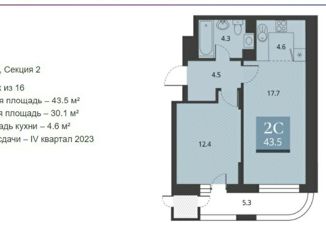 Продам двухкомнатную квартиру, 43.5 м2, Новосибирск, метро Площадь Гарина-Михайловского, Прибрежная улица, 6