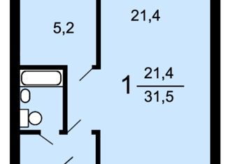 1-ком. квартира на продажу, 31 м2, Санкт-Петербург, улица Верности, 16, муниципальный округ Гражданка