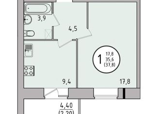 Продается однокомнатная квартира, 37.8 м2, Вологда, Судоремонтная улица, 2Е, микрорайон Водники