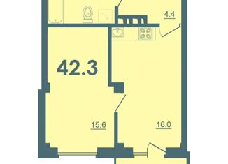 Продается однокомнатная квартира, 42.3 м2, деревня Борисовичи, Балтийская улица, 18к1, ЖК Спортивный Квартал