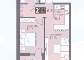 2-ком. квартира на продажу, 41.7 м2, Пермь, Сапфирная улица, 10, ЖК Погода