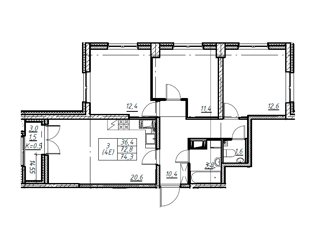 Продается 3-комнатная квартира, 74.3 м2, Санкт-Петербург, улица Дыбенко, 5к1, ЖК Цивилизация