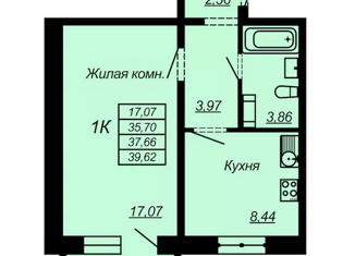 Продается однокомнатная квартира, 37.66 м2, Хабаровский край, улица Ворошилова, 11