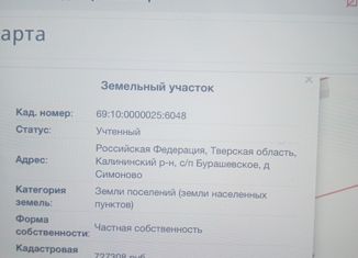 Земельный участок на продажу, 600 сот., деревня Симоново (Бурашевское сельское поселение), улица Петра Румянцева, 9