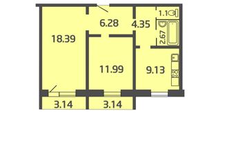 2-комнатная квартира на продажу, 53.5 м2, Архангельск, Советская улица, 42, Соломбальский округ
