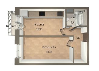 Продаю 1-ком. квартиру, 36.6 м2, посёлок Щеглово, посёлок Щеглово, 82