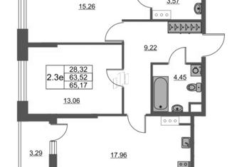 Продажа 2-ком. квартиры, 63 м2, деревня Новосаратовка