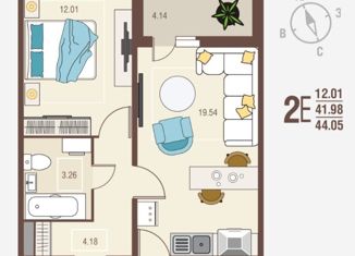 Продам однокомнатную квартиру, 44.05 м2, село Новая Усмань, бульвар Художников, 2В