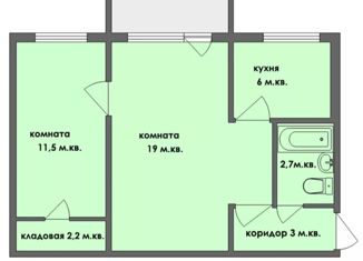 2-комнатная квартира на продажу, 45 м2, Санкт-Петербург, улица Грибалёвой, 7к1, ЖК Лайф-Лесная