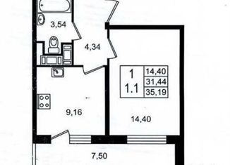 1-ком. квартира на продажу, 31.5 м2, Ленинградская область, улица Шувалова, 23