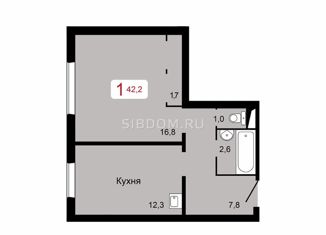 1-комнатная квартира на продажу, 42.5 м2, Красноярск, ЖК Курчатова, Лесопарковая улица, 17В