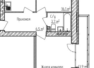 Двухкомнатная квартира на продажу, 63.7 м2, деревня Карабиха, Московское шоссе, 64