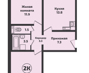 Продам 2-ком. квартиру, 64.5 м2, посёлок Садовый