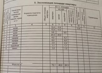 Трехкомнатная квартира на продажу, 73.1 м2, Курская область, улица Чернышевского, 17