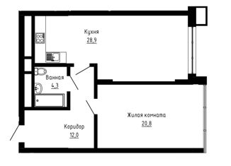 Продам однокомнатную квартиру, 66 м2, Екатеринбург, Олимпийская набережная, 13, Олимпийская набережная