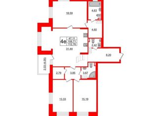 Продается 3-ком. квартира, 108 м2, Санкт-Петербург, набережная Чёрной речки, 9