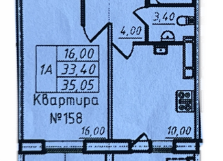 Продажа однокомнатной квартиры, 35.05 м2, Ленинградская область, Севастопольская улица, 1
