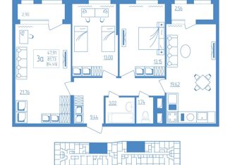 Продажа 3-комнатной квартиры, 84.46 м2, Мордовия, улица Косарева