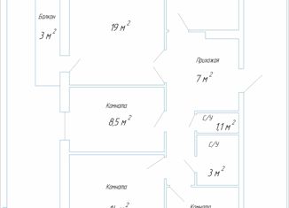 Продается 4-ком. квартира, 69.4 м2, Тольятти, Железнодорожная улица, 13, Комсомольский район